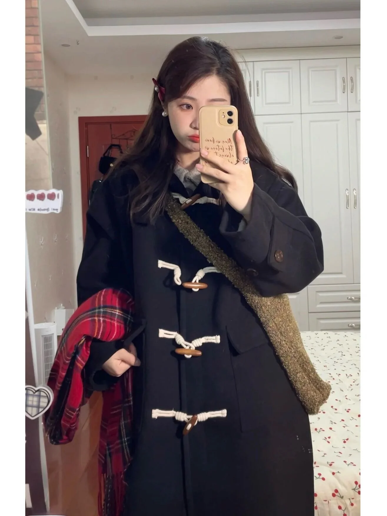 Bla casaco de lã com chapéu de comprimento médio feminino sle versão coreana botão design outono inverno nova chegada faion tendência