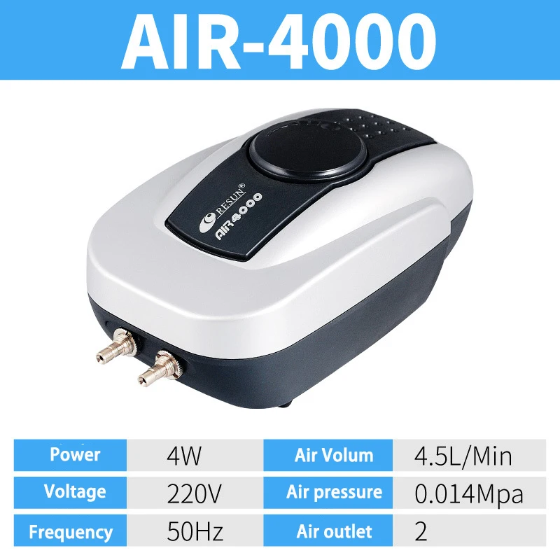 Resun Aquarium Fish Silent Air Pump Oxygen Tank Air Compressor Aerator Air Flow Maker Prump for Marine Fish Plant Tank