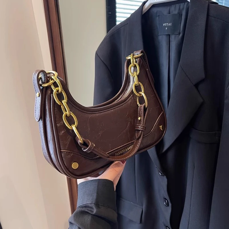 

High End handbag for Women New Style With Niche Texture Single Shoulder Underarm Crescent Bag Retro Versatile Crossbody Bag