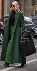 Dark Green Women Overcoat Woolen 1 Piece Double Breasted Blazer Winter Warm Thick Jacket Fashion Streetwear Prom Custom Made