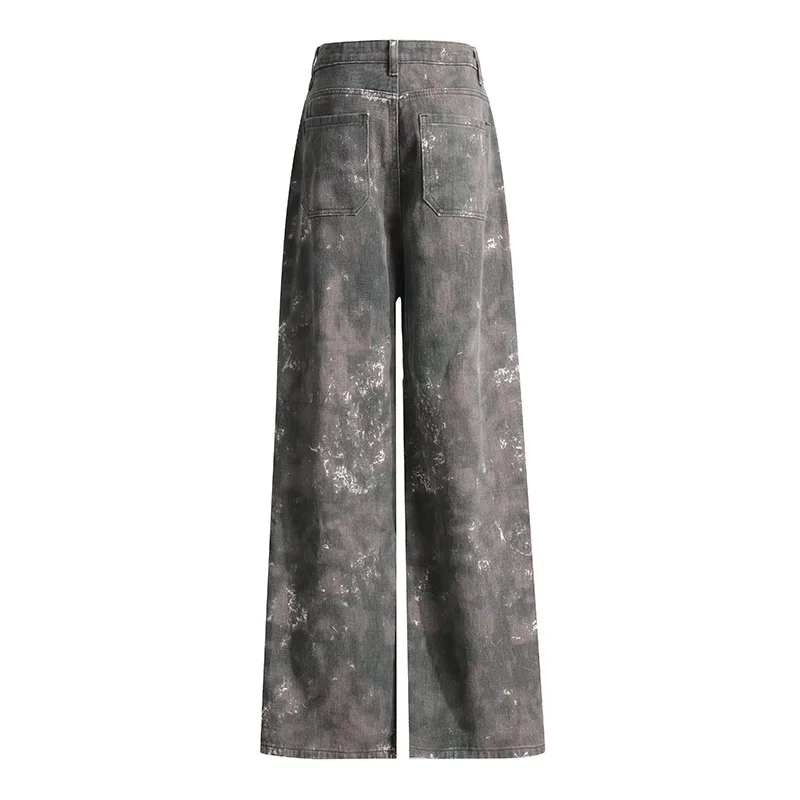 ZAMOR HIGH STREET Women Thai Style Design Wide Leg Cargo Pants 2026 New Fashion Camo Print Loose Fit Unique Jeans Denim Trousers