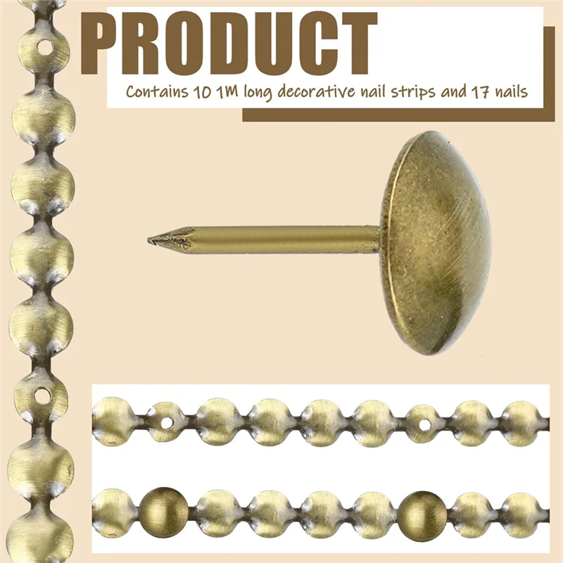 ABRB-toiles à ongles plaquées antiques décoratives, 10 pièces D11mm pour meubles, garniture de tête de clou pour tapisserie