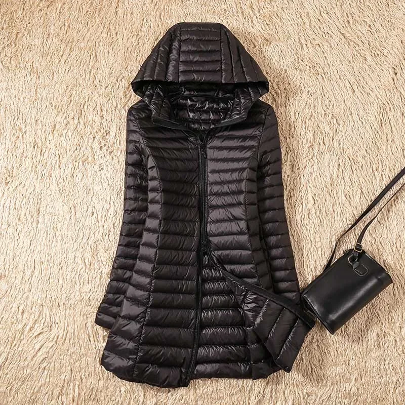 Schinteon Ultralight White Duck Down Jacket with Hood Slim Warm Coat Casual Spring Autumn Outwear New - Image 3