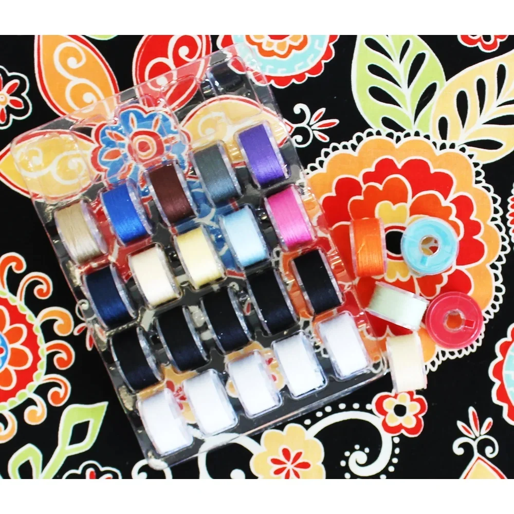 بكرات ملولبة 25 فئة 15 100% بوليستر 50 ياردة 45 م كل منها شفافة قابلة لإعادة الاستخدام متوافقة مع معظم آلات الخياطة #5