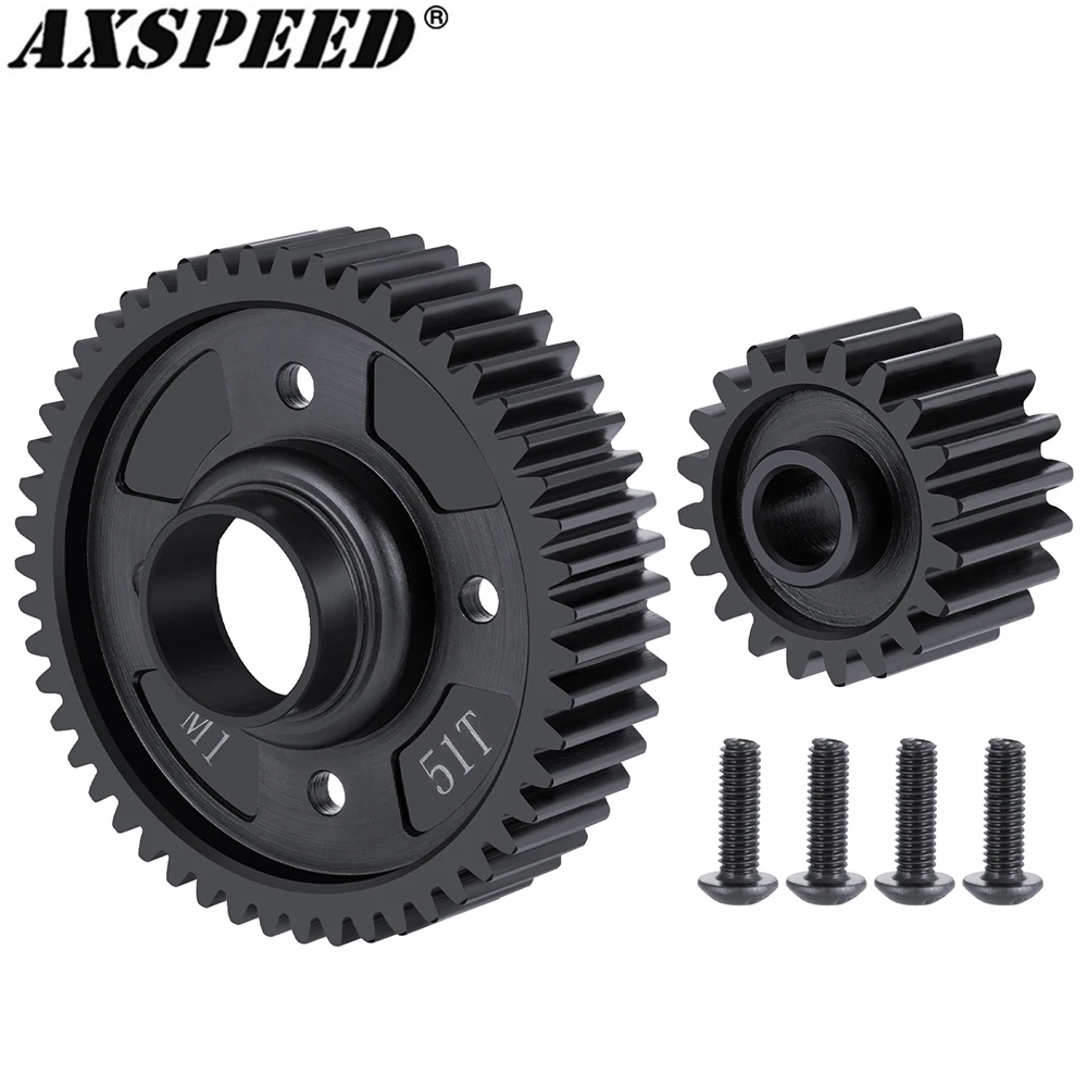 AXSPEED Steel Centre Differential 51T Output Gear and 20T Input Gear for 1/6 XRT 1/5 X-MAXX 8S Monster Truck Accessories