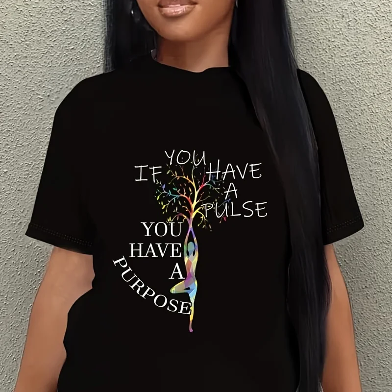 Inspirational Quotes Graphic Motivational Yoga Gift Women's Plus Size T-Shirt 100% Cotton 220g
