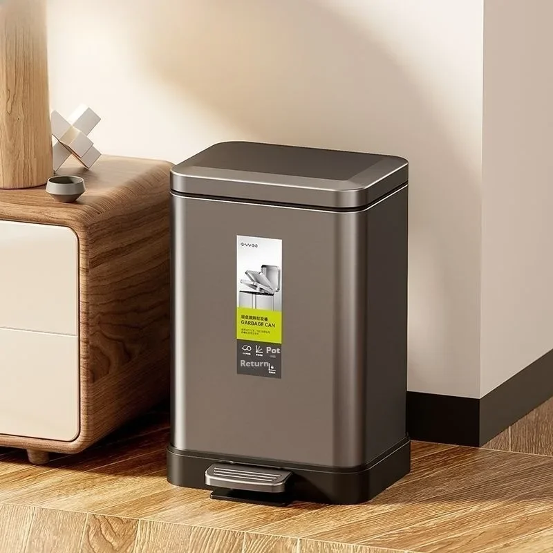 Large Capacity Waste Bins Stainless Steel Pedal Dustbin Food Waste Disposal Garbage Can With Lid Silent Bathroom Trash Can