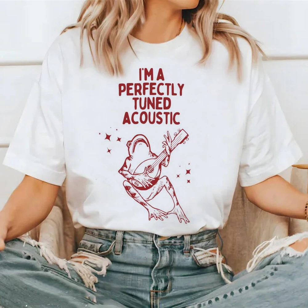 Ladies' T-Shirt Trend Im A Perfectly Tuned Acoustic Print Pattern Versatile Short Sleeved Printed Cartoon Clothing O-Neck T-Shir