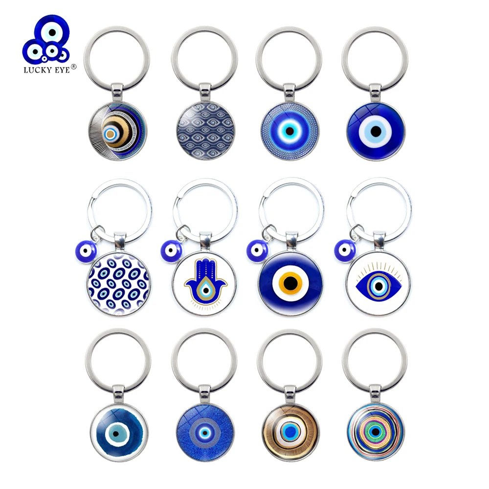 Lucky Eye nazar Blue Turkish Evil Eye Keychain Alloy Women Men Bag Key Chain Car Keyring Jewelry llavero porte clé מחזיק מפתחות