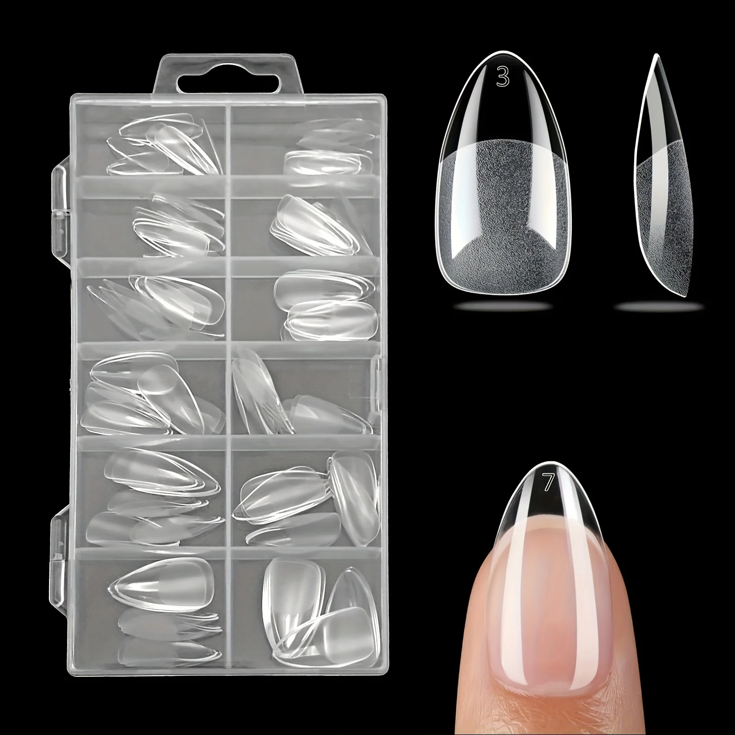 

120pcs Short Almond Nail Tips Clear Nail Tips Pre-Shaped Acrylic Fake Nails Half Matte Full Cover Clear Gelly Press on False Nai
