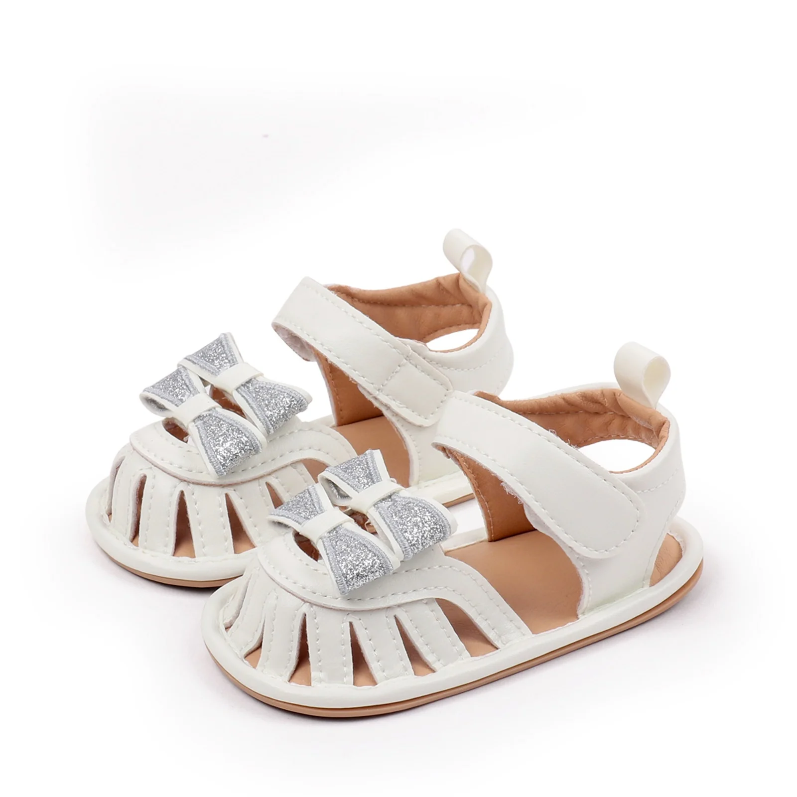 

SUNSIOM Baby Girl Sandals, Flexible PU Leather Non-slip Shiny Bowknot Summer Flats Toddler Shoes for Casual Daily