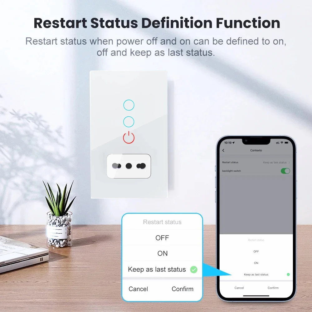 Shawader italia interruttore della luce presa a muro Tuya Wifi Smart Chile presa pannello di vetro spina telecomando intelligente di Alexa Google
