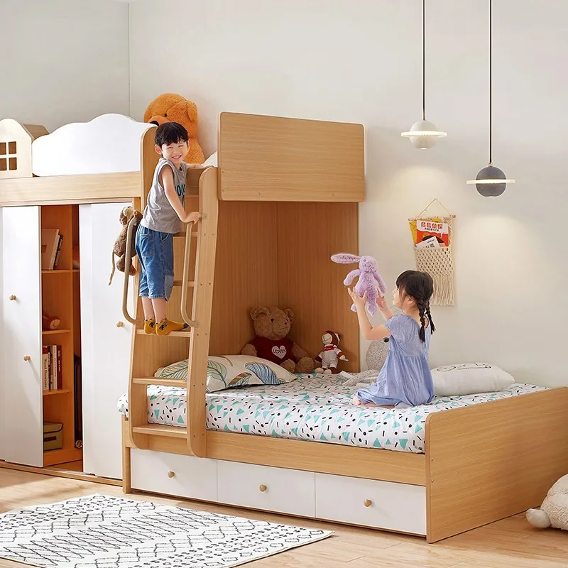 Staggered upper and lower Multifunctional combination cloakroom Mother and child bed apartment Go to bed and lower cabinet