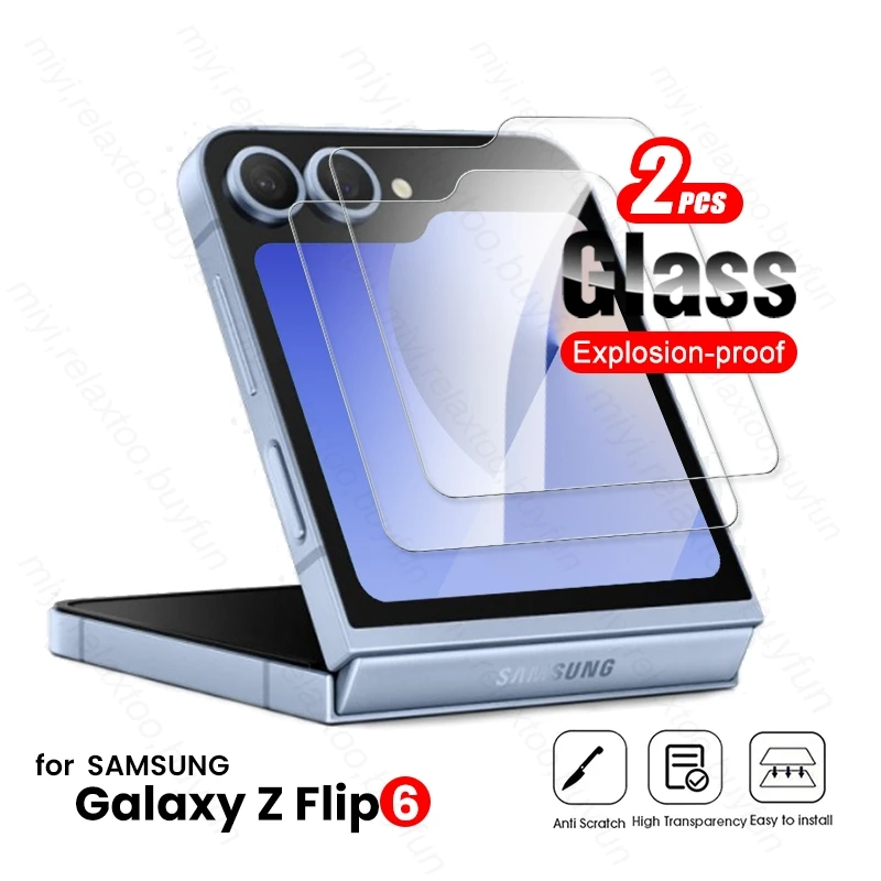 2Pcs 9H Premium Tempered Glass Back Screen Protector Case for Samsung Z Flip6 5G Protective Glas on Galaxy Flip 6 Z6 ZFlip6 2024