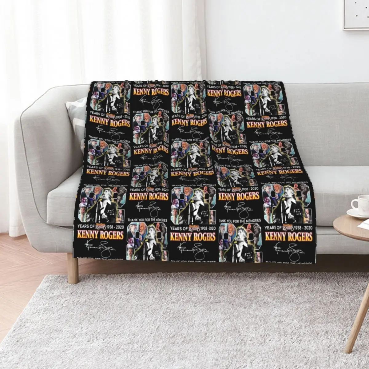 

82 years of Kenny Rogers thank you for the memories signature Throw Blanket Hairy Baby warm for winter Flannel Fabric Blankets