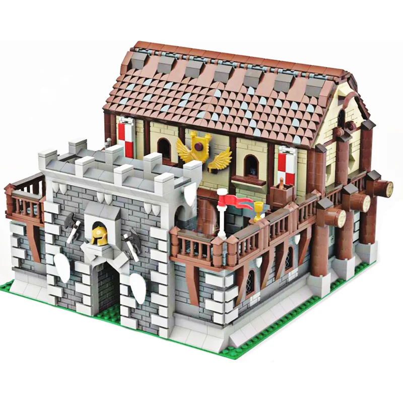 2491pcs MOC Castle Barrack Model Christmas Gift DIY Assembly Set Office Desk Ornament And Creative Tabletop Art