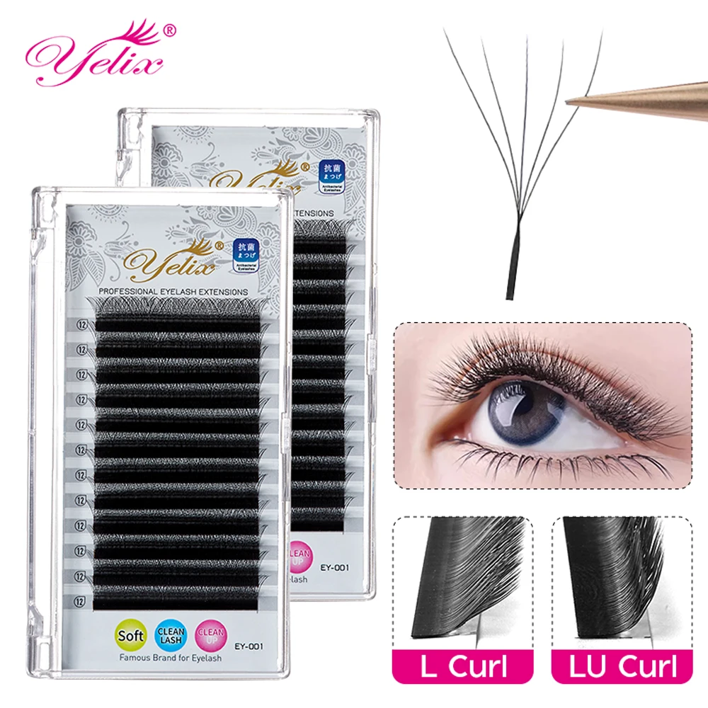 Yelix 5D Lashes W Shaped Eyelashes Natural Premade Volume Fans C/D/L/M Curl W Shape Przedłużanie rzęs Materiały do makijażu