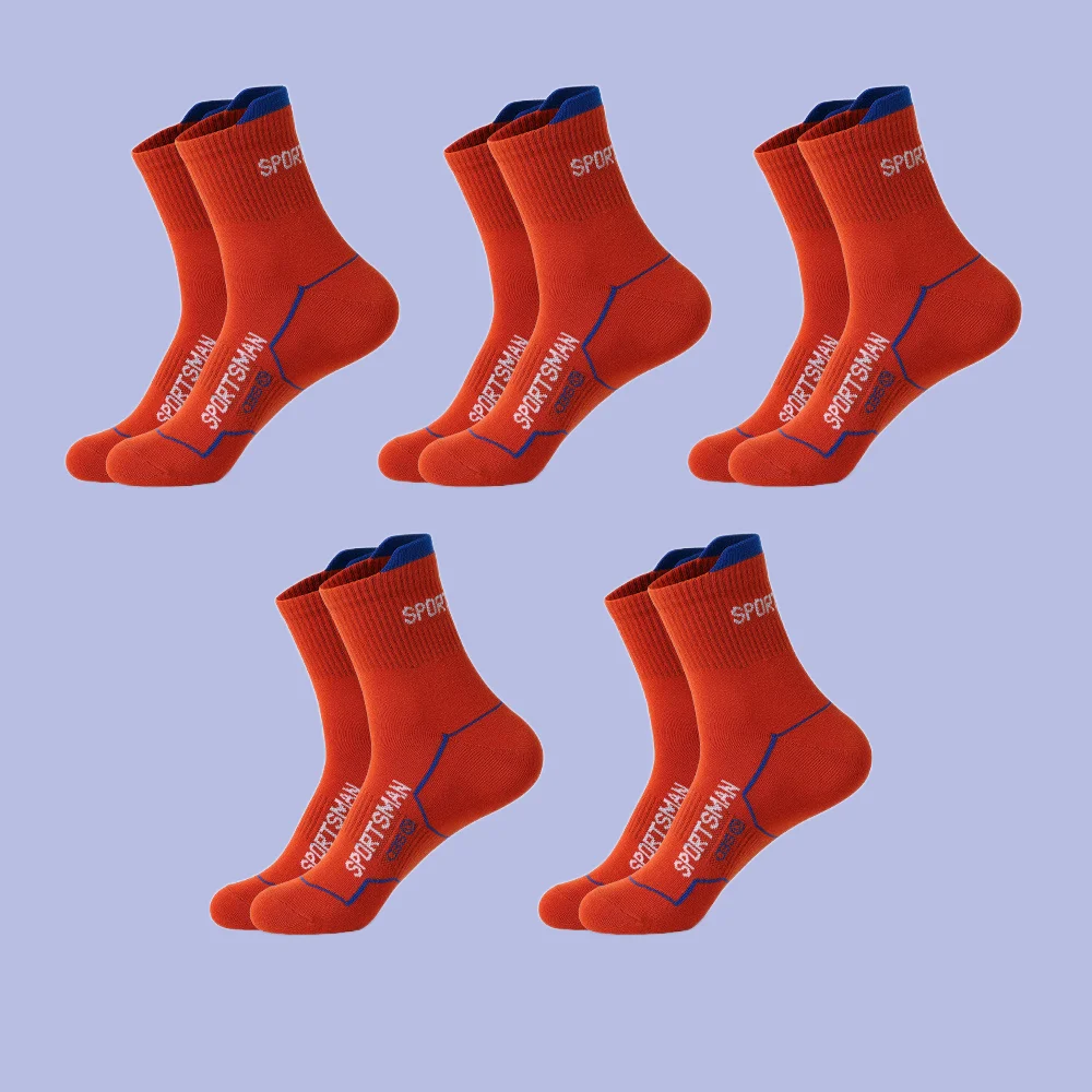 Chaussettes de sport mi-mollet pour hommes, haute qualité, absorbant la transpiration, dépistolet ant, respirant, course à pied, mode masculine, 5 paires