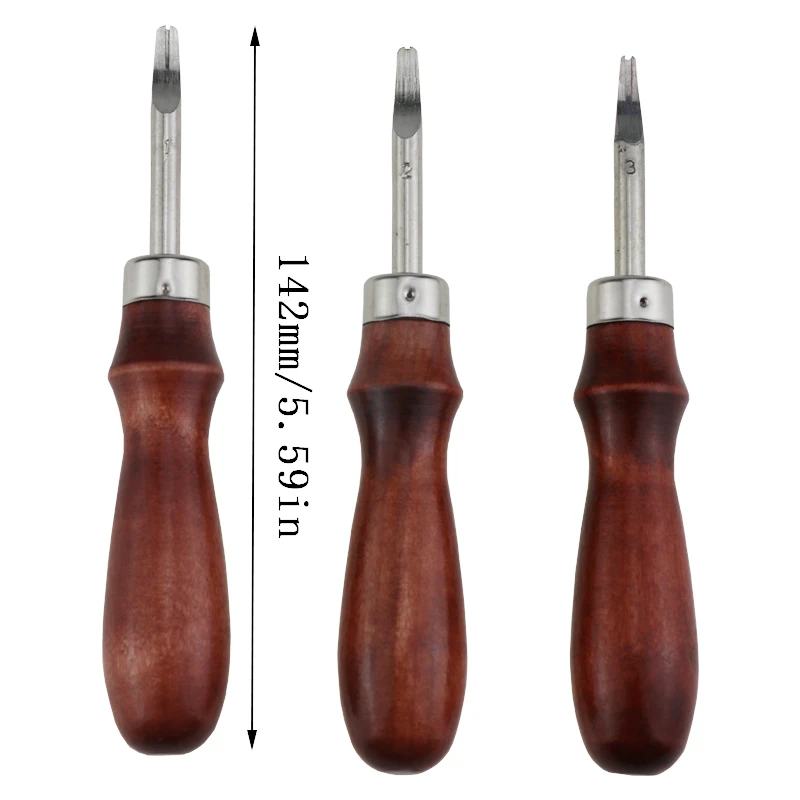 Leather Craft Tool 0.8/1.0/1.2 Wooden Handle Leather DIY Craft Hand Made Tools Leather Edge Beveler Tool