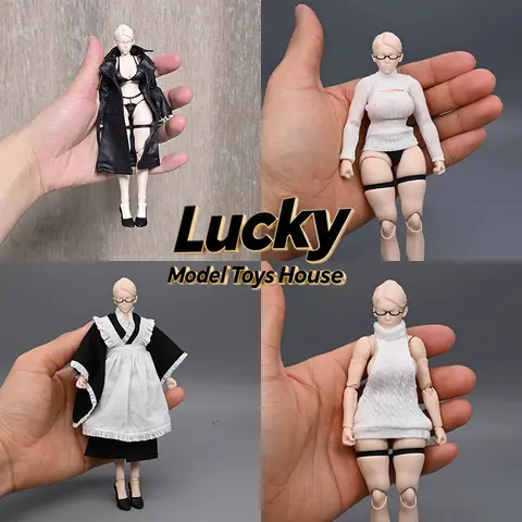 1/12 Selina Xiao Fang - Robe de cosplay de femme-soldat, tablier, coupe-vent en cuir noir, pull à dos ouvert pour figurine de 6 pouces NOTTAA NT-04
