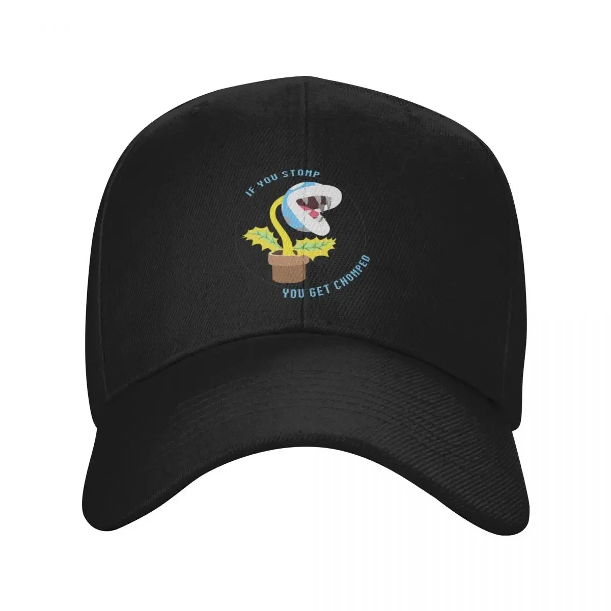 New Piranha Plant IF YOU STOMP,  GET CHOMPED - Blue Baseball Cap Military Tactical  birthday Icon Trucker Hats For Men Women's