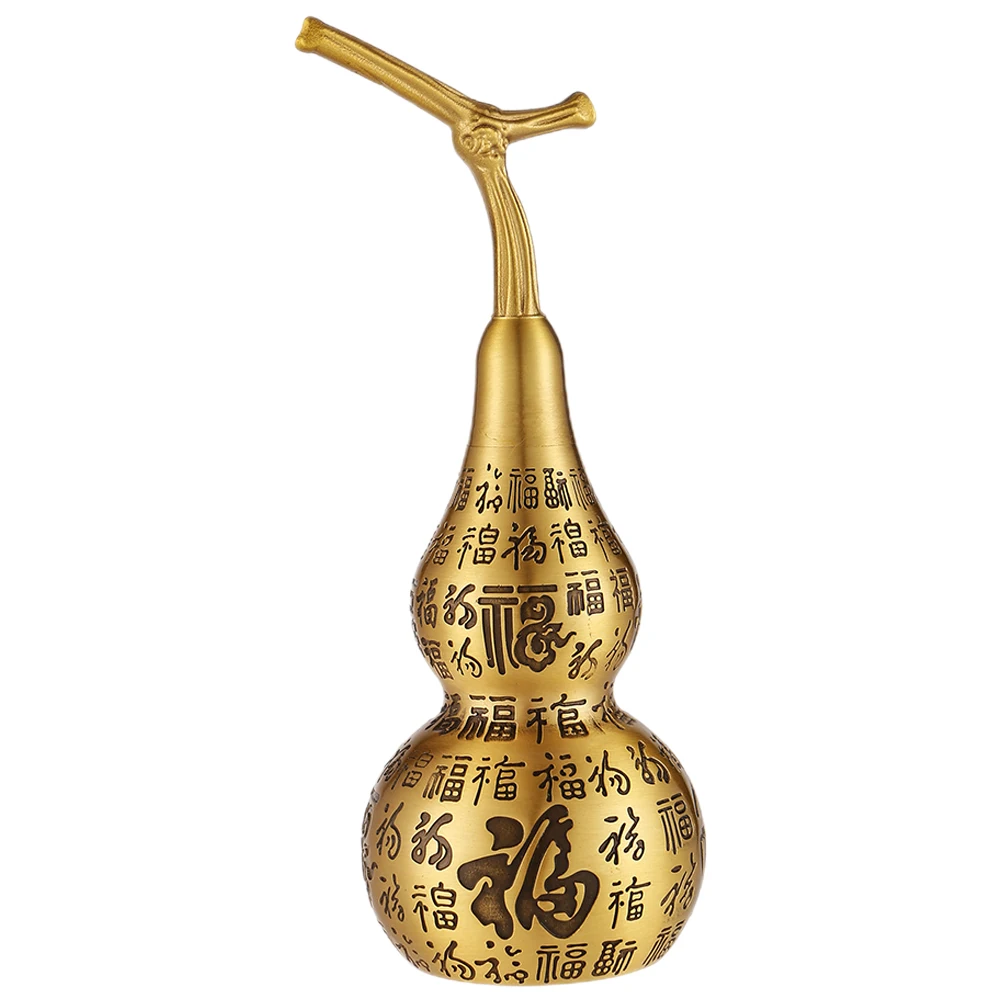 

Premium Brass Gourd Statue Decorative Ornament Home Office Desktop Lucky Wealth Vintage Craft