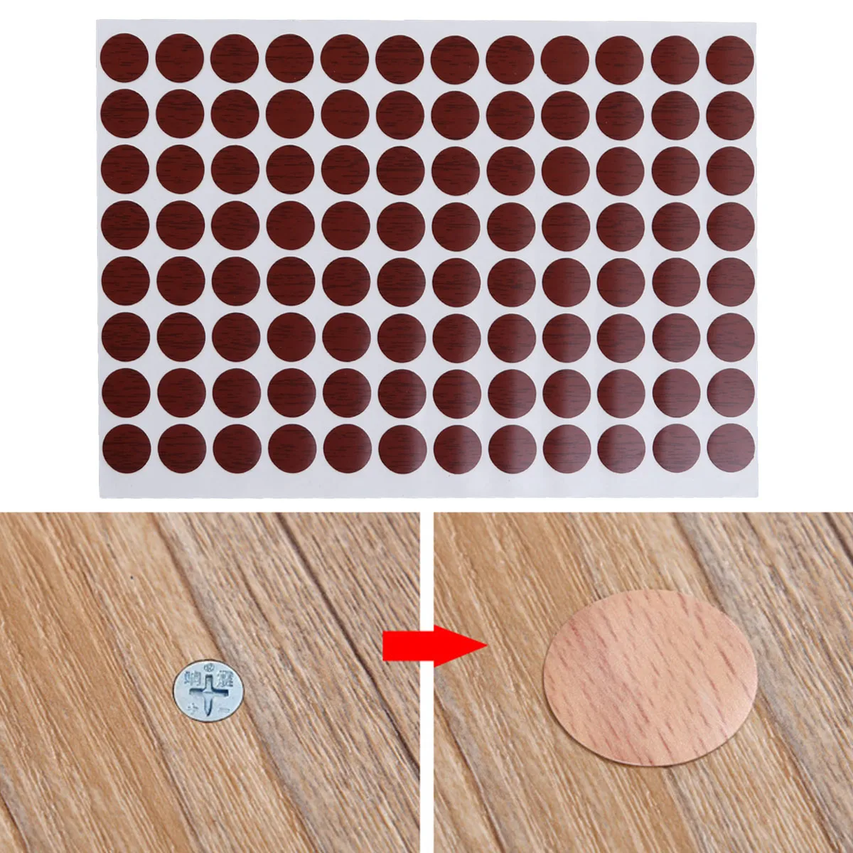 

96pcs/Sheet Waterproof Screw Hole Covers Non-Slip Screw Hole Stickers 15mm Screw Decal Decorative Stickers Furniture Screw Cap