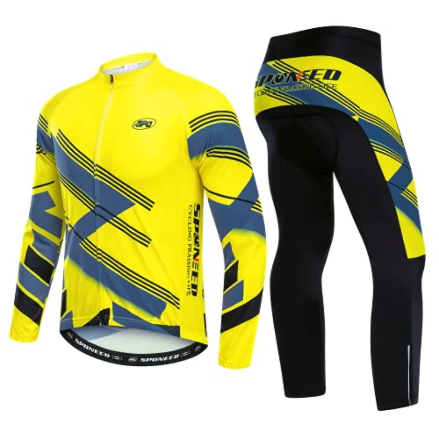 Ropa de Ciclismo para Hombre, Manga Larga, Camiseta para Bicicleta de Montaña y Carretera, Pantalones Acolchados, Conjuntos de Ciclismo