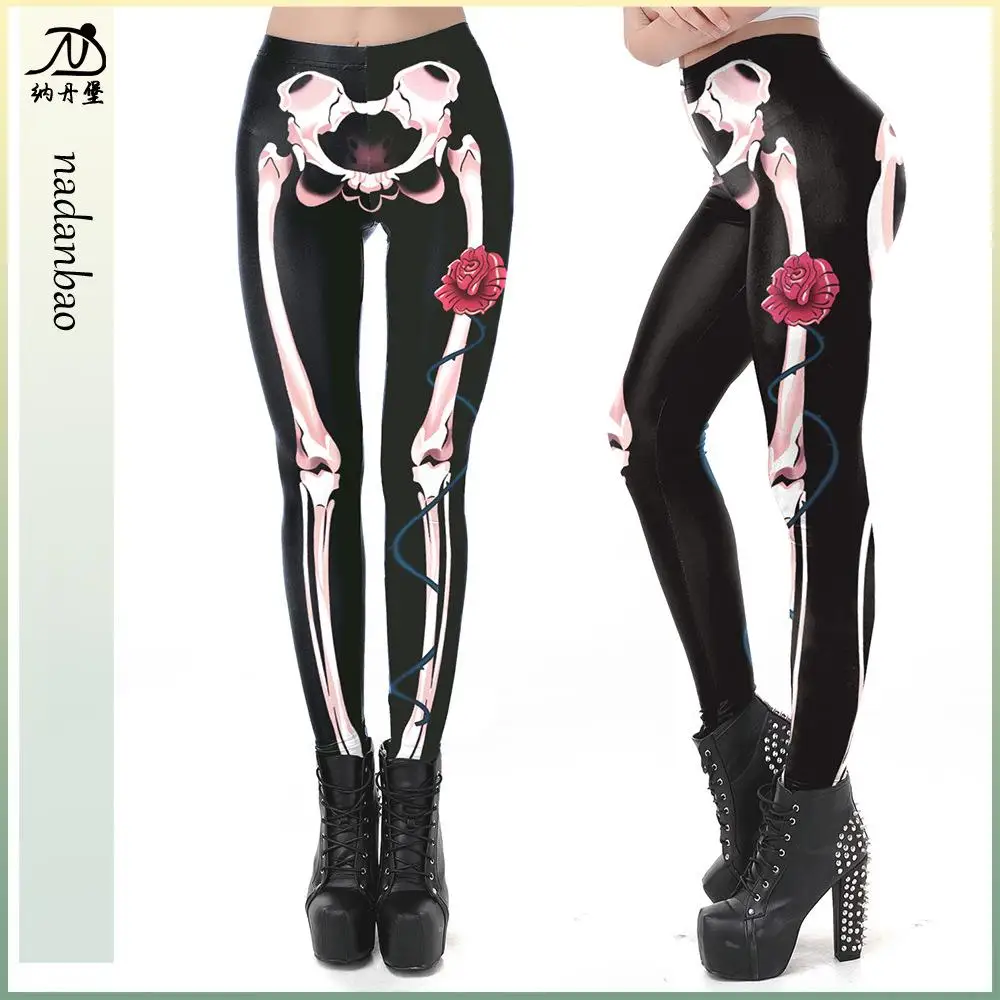 Loween الجمجمة طباعة سليم صالح طماق المرأة زي السراويل Faionable العرقية المرحلة ارتداء الصيف لا العلامة التجارية مسجلة