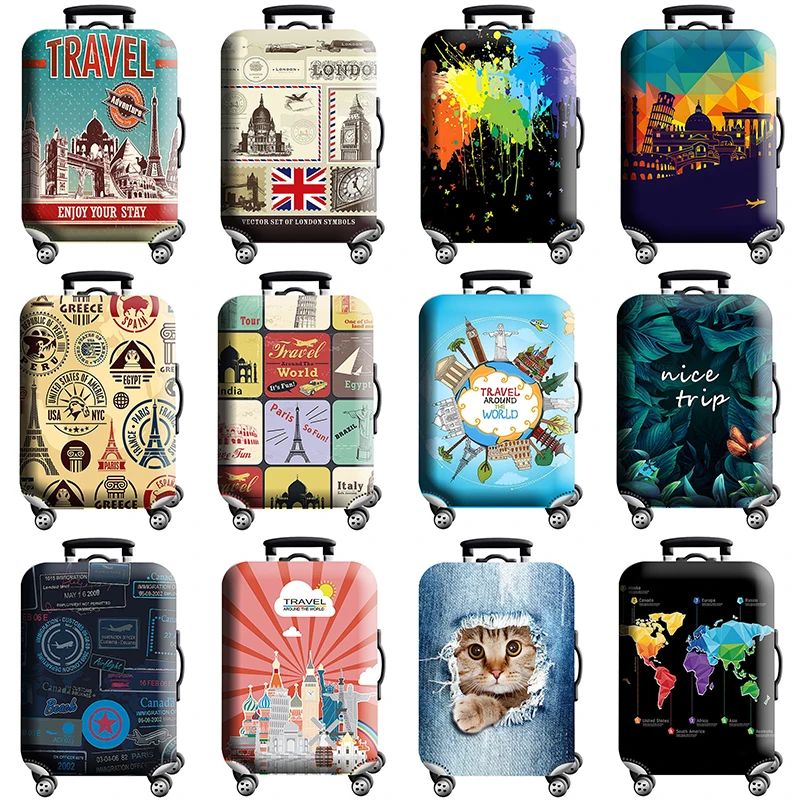 

Thick Elastic World Map Luggage Protective Cover Zipper Suit For 18-32 inch Bag Suitcase Covers Trolley Cover Travel Accessories