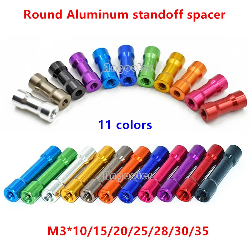 10 teile/los M3 doppel runde Aluminium Spacer Standoff m3x10/15/20/25/28/30/35 aluminium abstandsbolzen spalte stud OD = 6mm