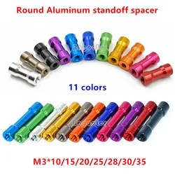 10pcs/lot M3 double round Aluminum Spacer Standoff m3x10/15/20/25/28/30/35 aluminum standoffs column stud OD=6mm