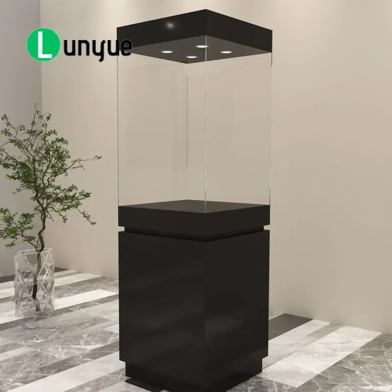 Glass Display Cabinet for Jewelry Jade Paint Samples Museum Relics Showcase with Lock Secure Storage Home Shop Exhibition