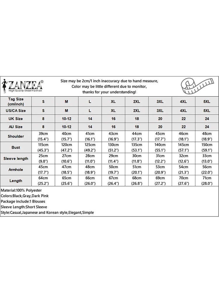 ZANZEA damska letnia bluzka dwuwarstwowa z krótkim rękawem w paski Blusas 2024 koreańskie topy w stylu Harajuku moda Casual koszule z okrągłym