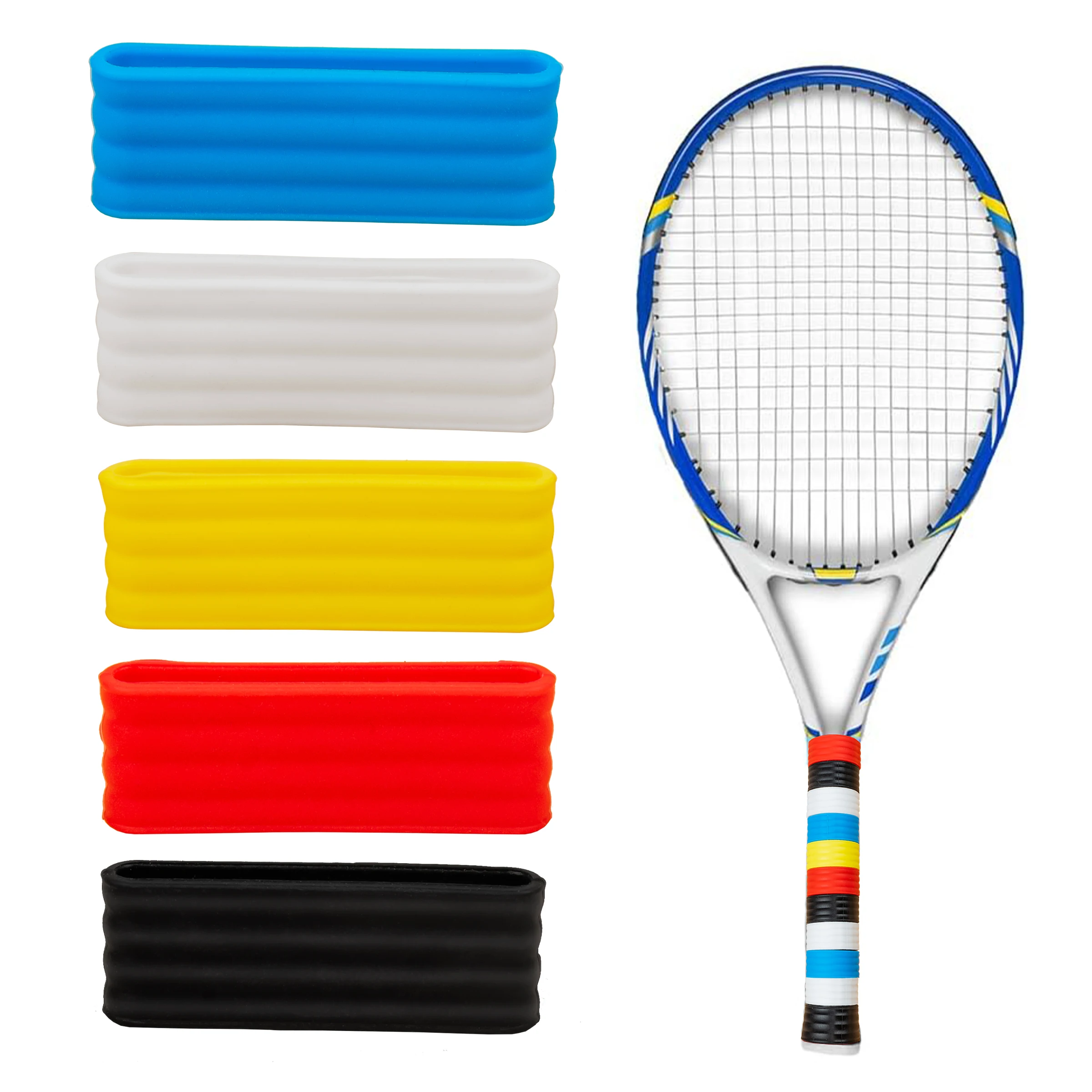 Silicone Racket Anti-Slip Ring, Tennis Racket and Badminton Racket Handle Wrap Anti-Slip Cover, Shock-Absorbing Anti-Slip Grip Protective Cover