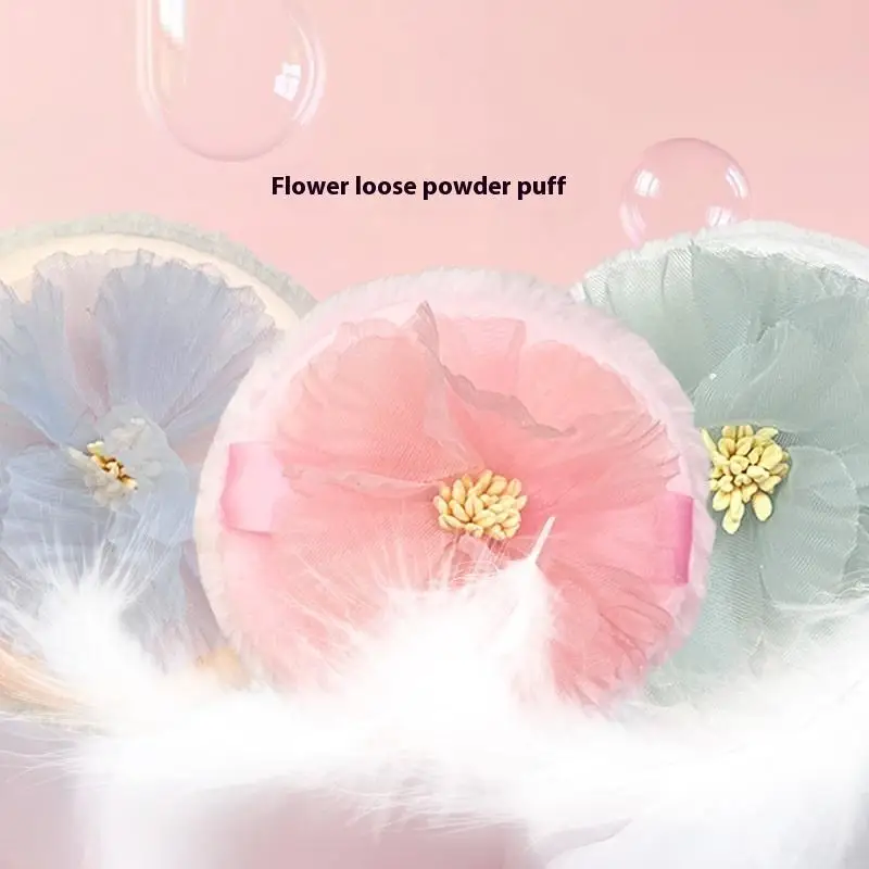 3D ruban fleur double face velours floqué Ultra grand moelleux bouffée de poudre libre pour le maquillage du corps bouffée libre outil de maquillage sec et humide