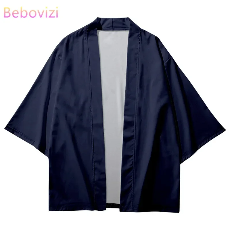 Kardigan Pomarańczowy Żółty Plaża Yukata Japoński Tradycyjny Jednolity Kolor Kimono Cosplay Samuraj Haori Obi Kobiety Mężczyźni Odzież Azjatycka