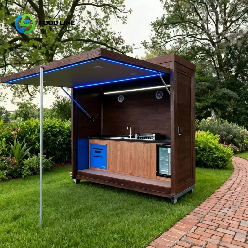 Customized Waterproof Vestivium Mini Premium Prefabricated Bbq Outdoor Metal Covered Closed Kitchen Pods
