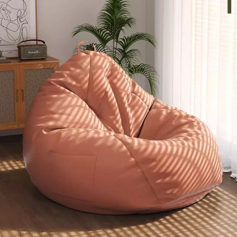 Single Lazy Bean Bag Sofa Stuffed For Living Room Lounges Reclining Bean Bag Sofas Round Quilted Divano Gonfiabile Furniture ZN