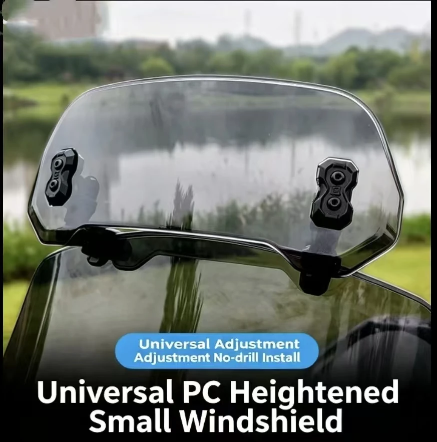 Adjustable PC Motorcycle Small Windshield No Drill Modification Fit for Ninebot UY125 AFR Scooter Universal Wind Deflector