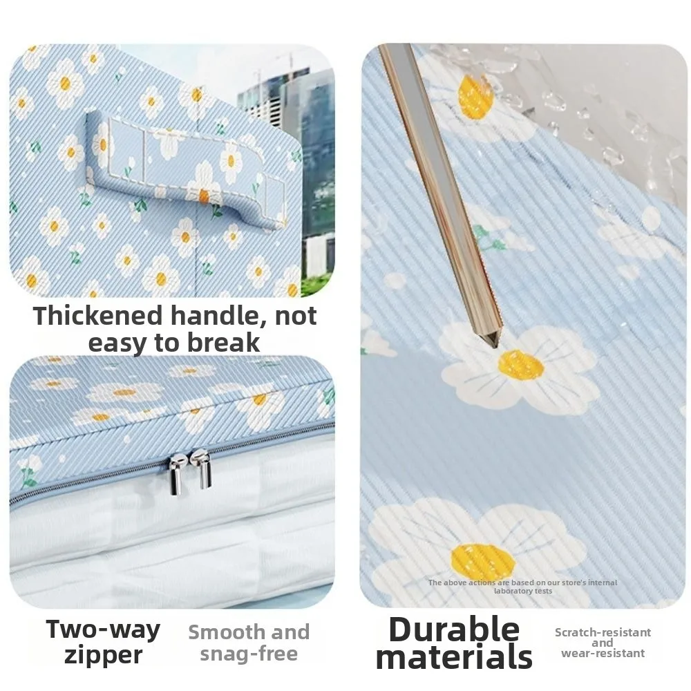 

Large Capacity Oxford Fabric Storage Box Waterproof Transparent Window Organizer Bin Foldable Two-way Zipper Wardrobe Organiser