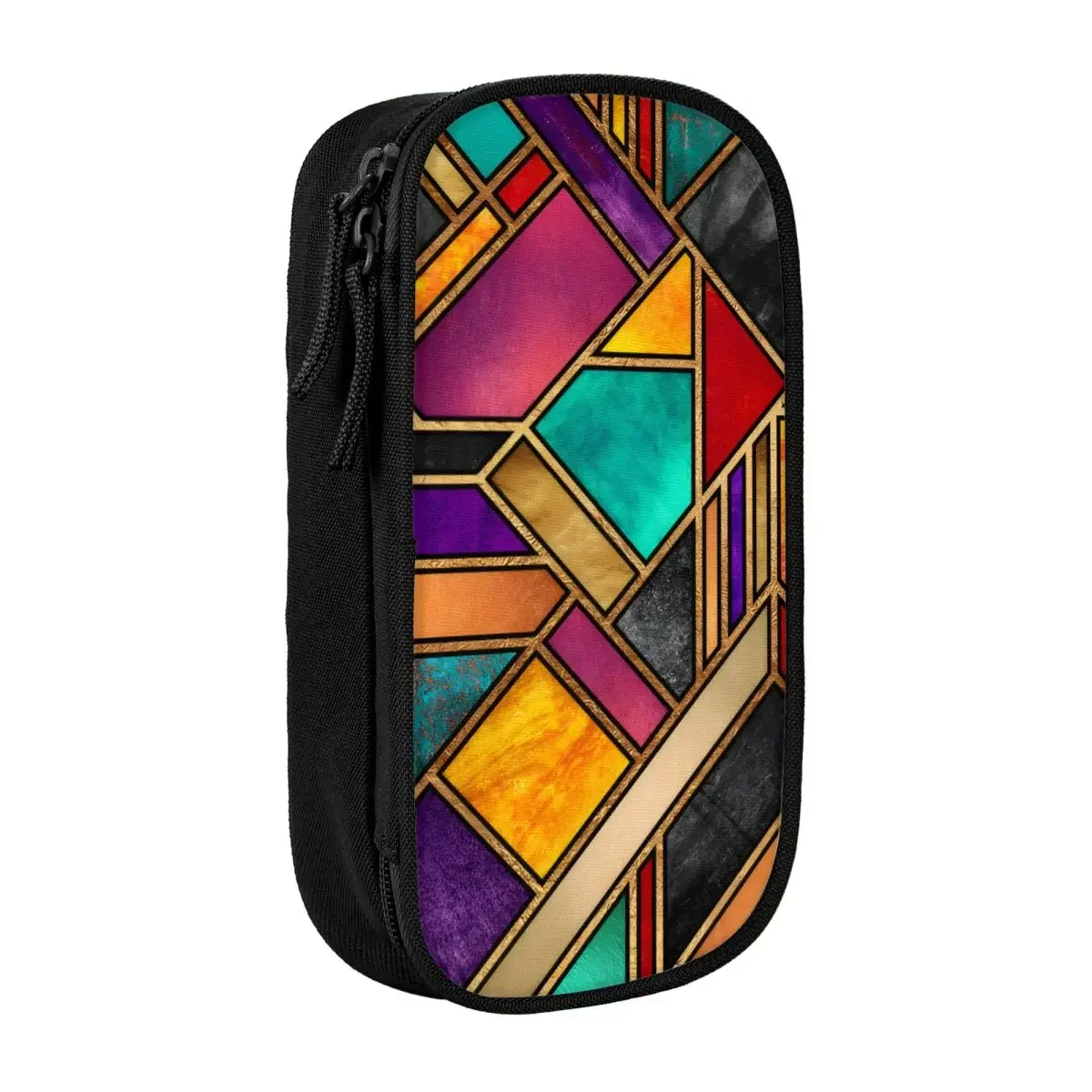 Custom Colorful Abstract Geometric Lines Korean Pencil Case Boy Girl Large Storage Pencil Bag Pouch Students Stationery