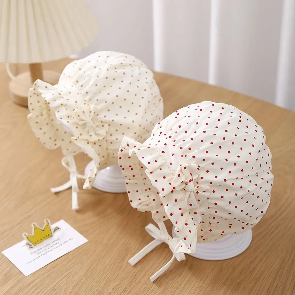 

2025 Cotton Baby Girl Bonnet Breathable Adjustable Newborn Bonnets Polka Dot Sun Protection Fisherman Hat Spring Autumn
