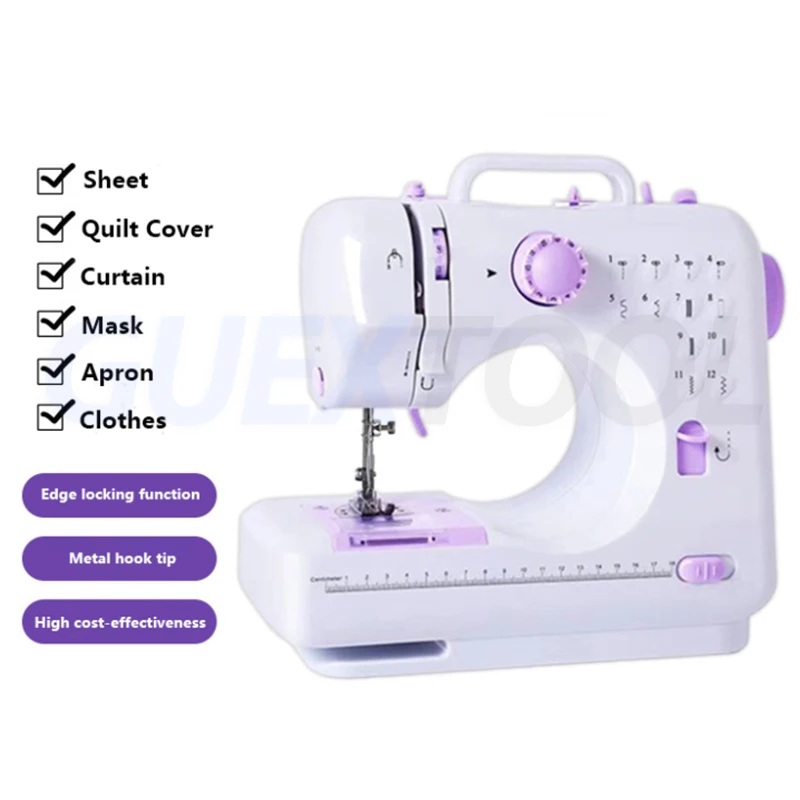 2025 Portable Electric Sewing Machine Pro With 12 Stitches Patterns Multifunctional Home Fully automatic foot pedal Sewing Tools