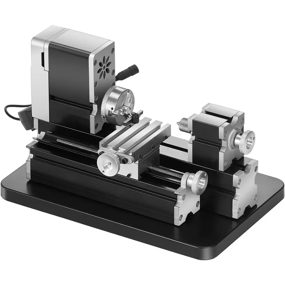 Didactical Mini Metal Lathe Machine, 2.76 x 5.12 in, 36W Power Metal Lathe, 20,000 RPM Speed, with 3-jaw Chuck, Aluminum A