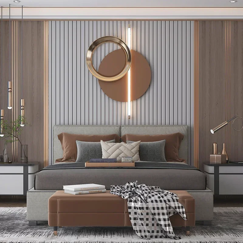 Luxury TV Background Wall Decoration with Light Creative Trending Wall Hangings Bedside Wall Decorations Bedroom Decorations