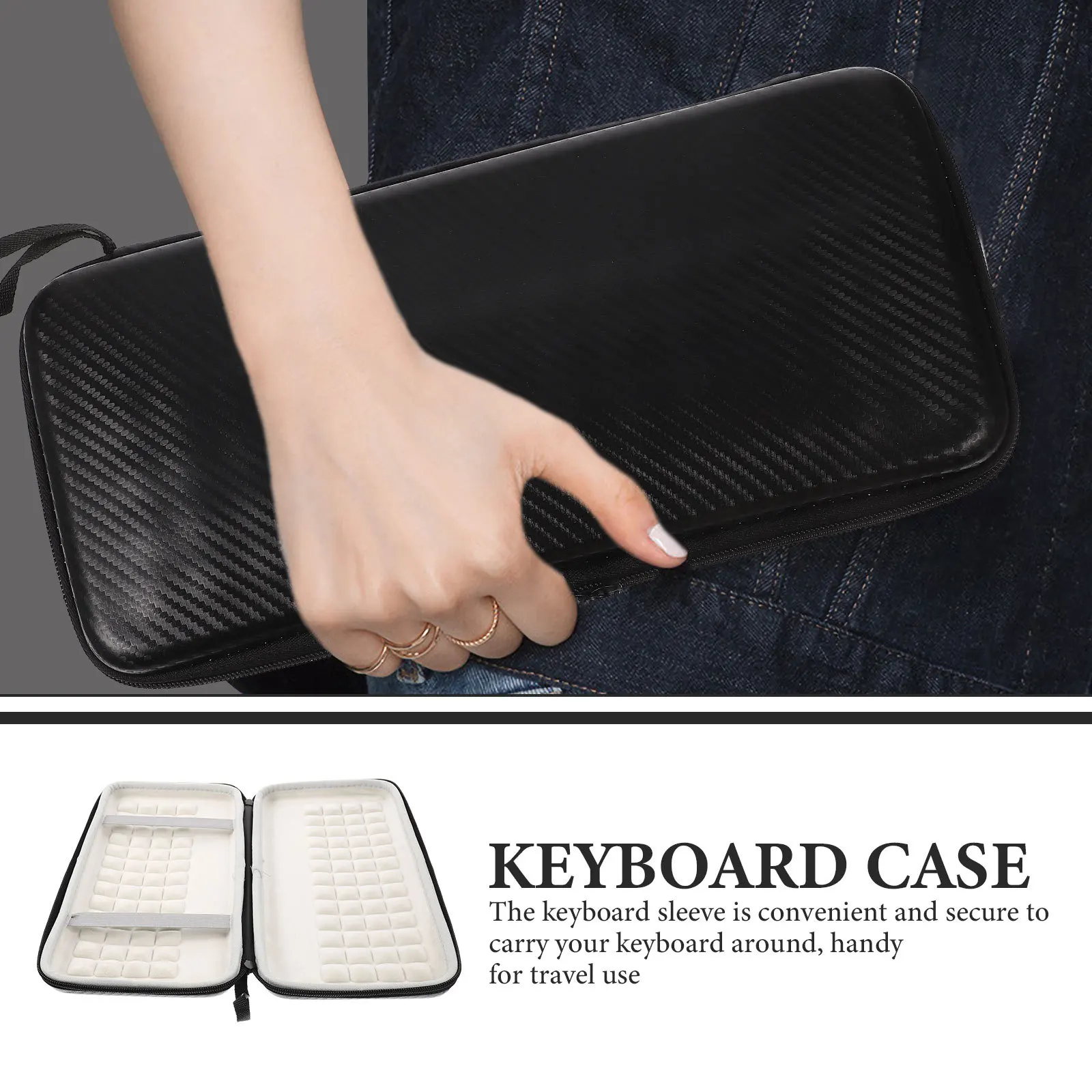 

Storage Bag Pu Lightweight Zipper Closure Portable Keyboard Sleeve For Travel Mechanical Wireless