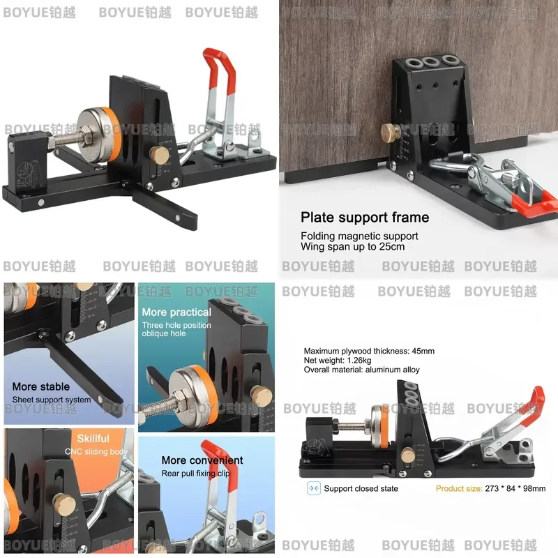 Woodworking Pocket Hole Jig Kit Drill Guide System for Inclined Hole Positioning Carpenter Tool Set Furniture Assembly DIY