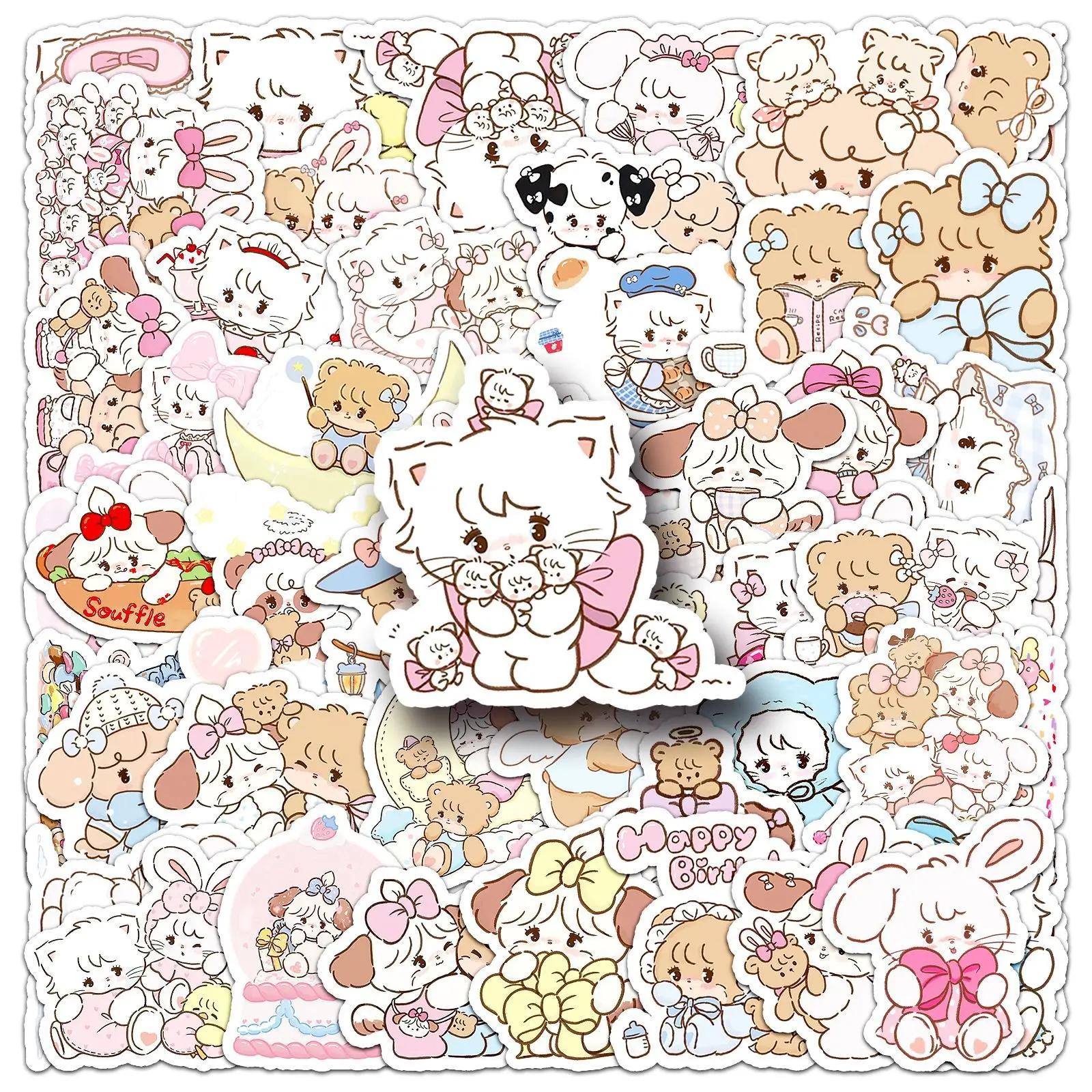 

56PCS Kawaii Cat Cute Cartoon MIKKO Sticker Fun Graffiti Waterproof Decals Toys for Laptop Guitar Scrapbook Phone Case Gifts