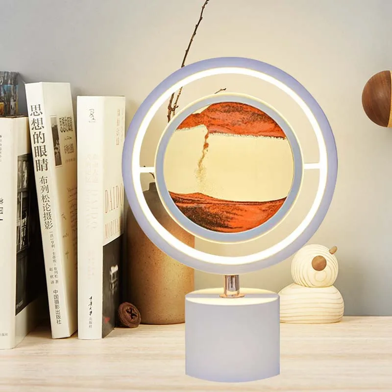 

USB Flowing Sand Painting Desk Lamp Hourglass Floor Lamp Bedroom Ornament Chinese Style Landscape Creative Bedhead Desk Lamp